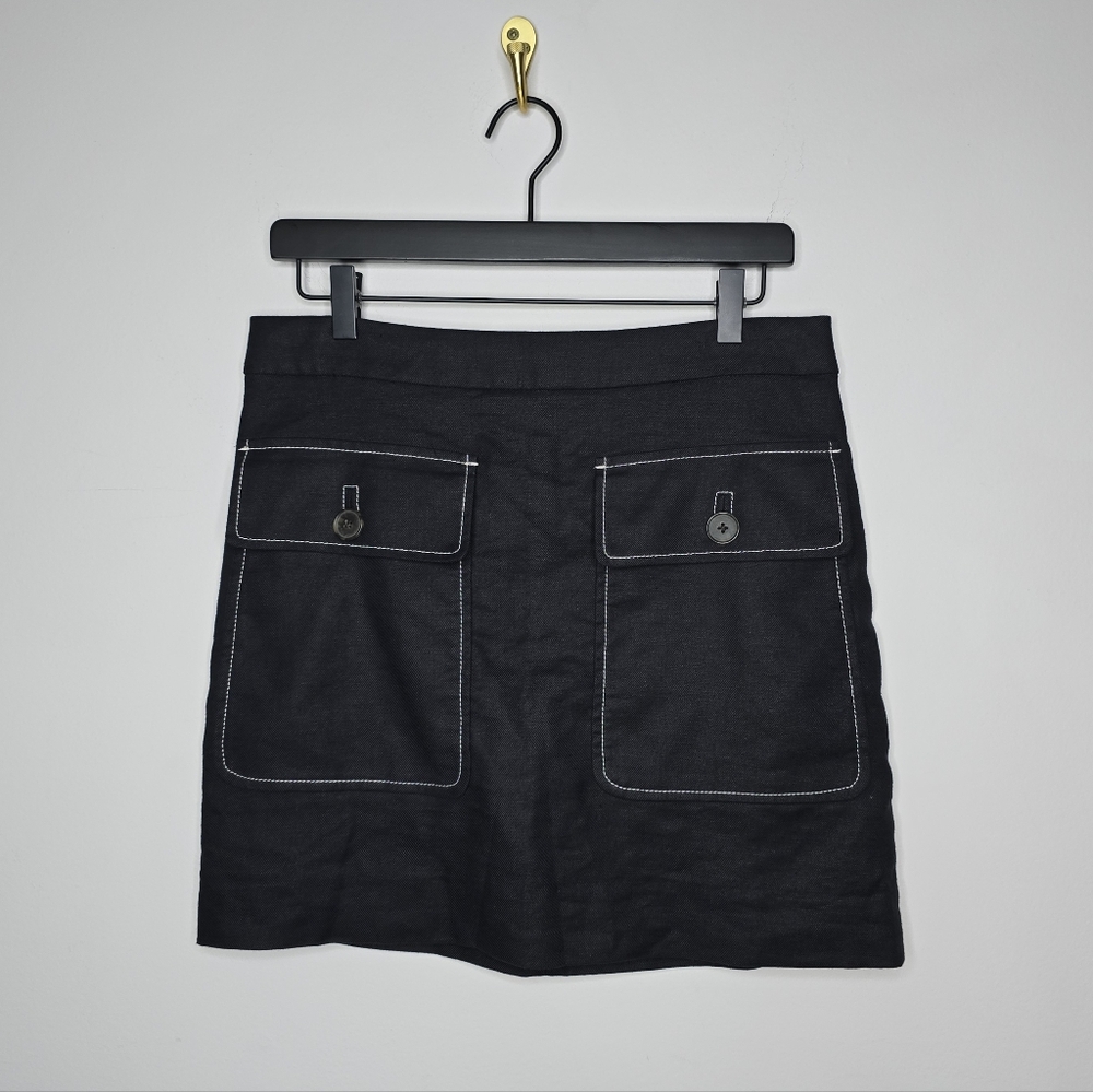J Crew Patch Pocket Linen Blend A-Line Skirt Size 8